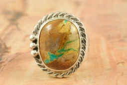 Genuine Boulder Turquoise Sterling Silver Navajo Ring